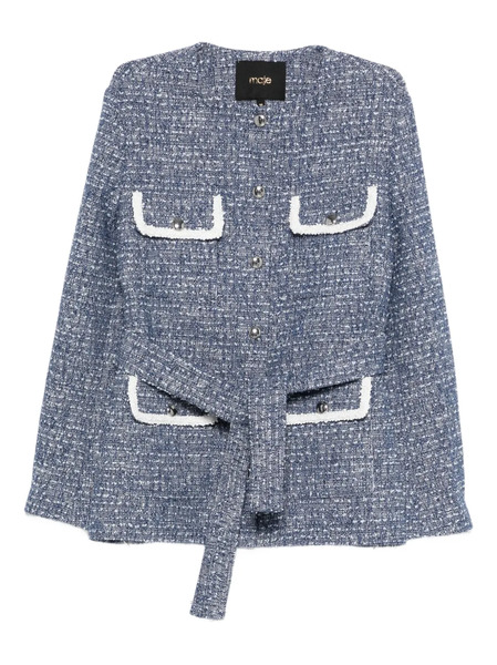  Maje Button-front Tweed Jacket - Blue 
