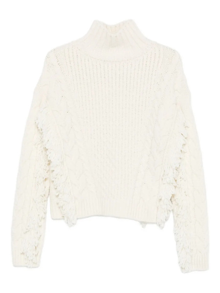  Maje Cable-knit Fringed Sweater - Neutrals 