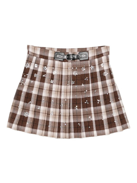  Maje Check-pattern Belted Skirt - Brown 