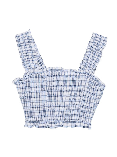  Maje Check-pattern Ruffled Top - White 