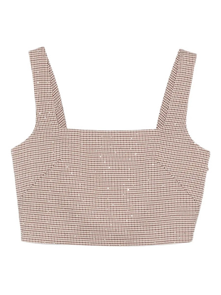  Maje Check Square-neck Top - Brown 