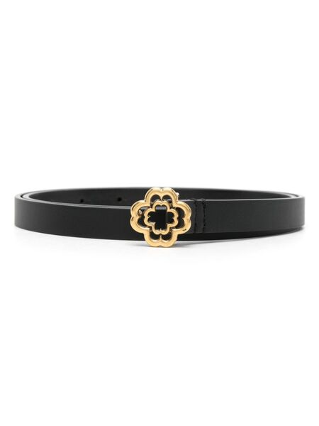  Maje Clover Slim Leather Belt - Black 