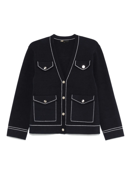  Maje Contrast-stitch Cardigan - Blue 