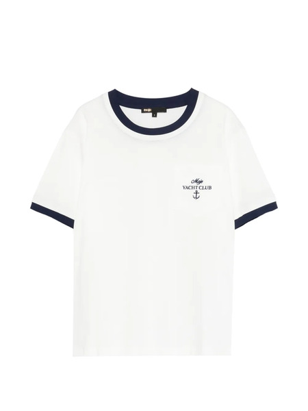  Maje Contrast-trim Graphic T-shirt - White 