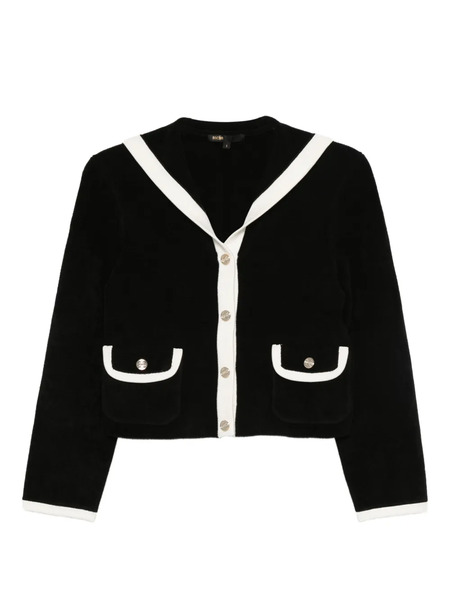  Maje Contrast-trimmed Pocket Cardigan - Black 