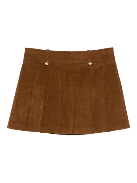  Maje Corduroy Pleated Mini Skirt - Brown 