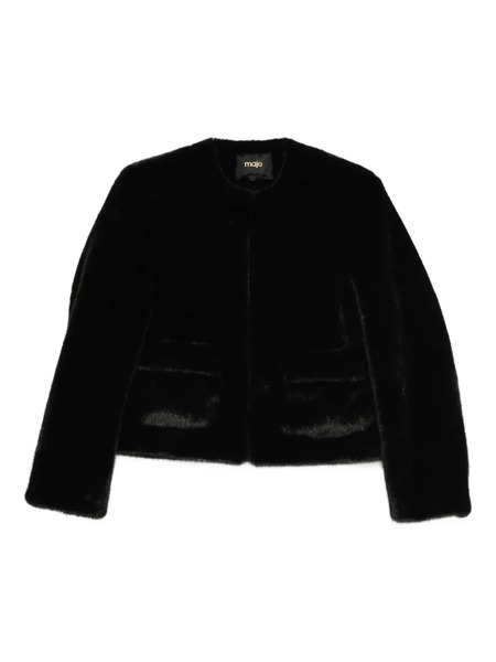  Maje Crew-neck Faux-fur Jacket - Black 