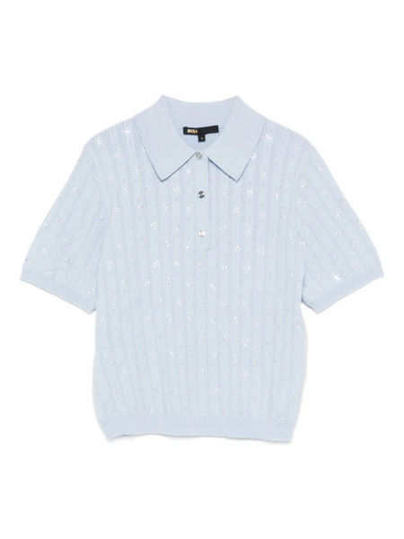  Maje Embellished-detail Polo Top - Blue 