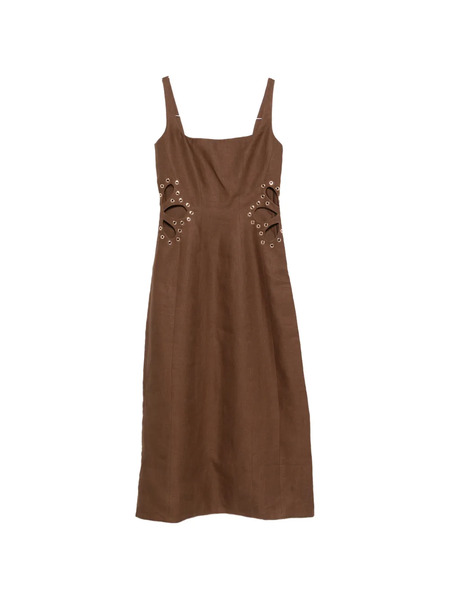  Maje Eyelet-detail Midi Dress - Brown 