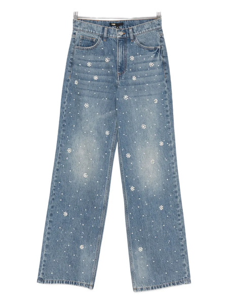  Maje Floral-appliqué Straight-leg Jeans - Blue 