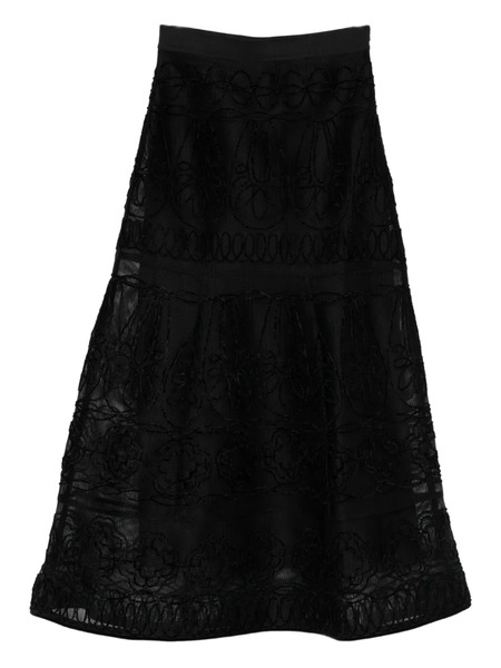  Maje Floral Midi Skirt - Black 
