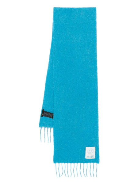  Maje Fringed Alpaca Wool Scarf - Blue 