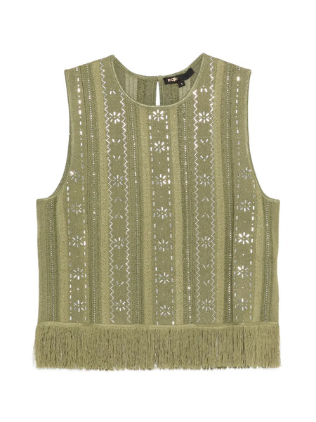  Maje Fringed Floral Top - Green 