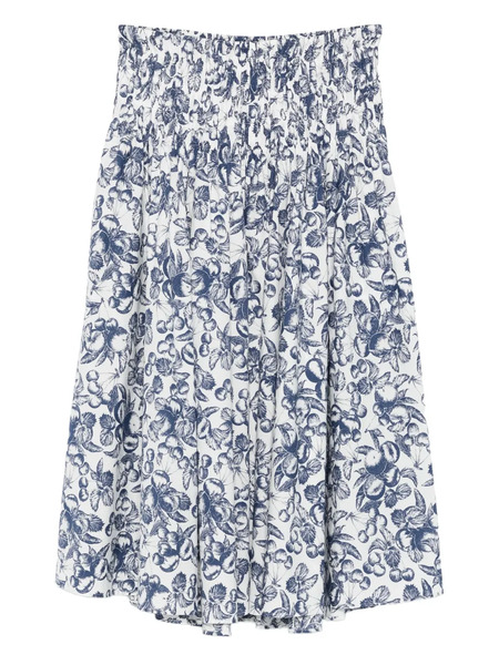  Maje Fruit-print Smocked Midi Skirt - White 