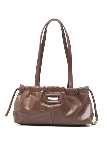  Maje Gathered Leather Shoulder Bag - Brown 