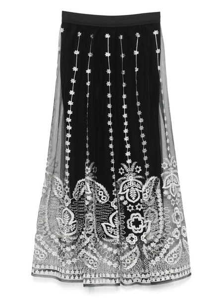  Maje Lace-detail Maxi Skirt - Black 