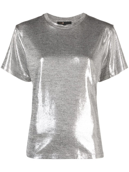  Maje Lamé Round-neck T-shirt - Silver 