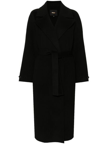  Maje Long Belted Coat - Black 