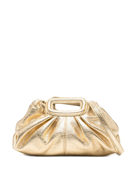  Maje Mini Ruched Leather Clutch Bag - Gold 