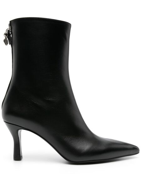  Maje 75mm Leather Ankle Boots - Black 