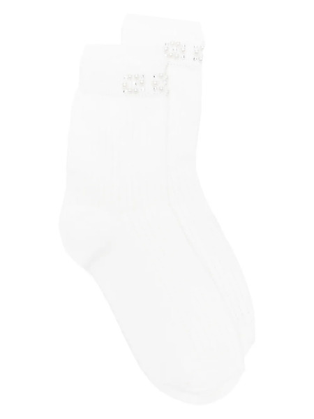  Maje Pearl Embellished Socks - White 