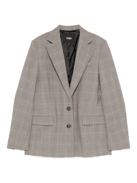  Maje Plaid Button Blazer - Grey 