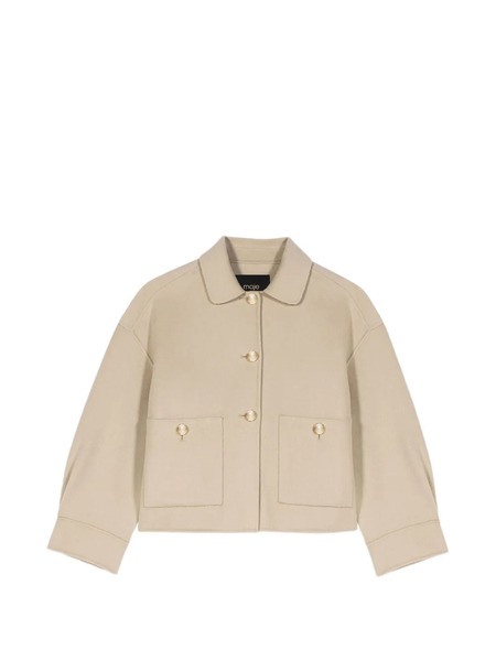  Maje Pleated-back Button Jacket - Neutrals 