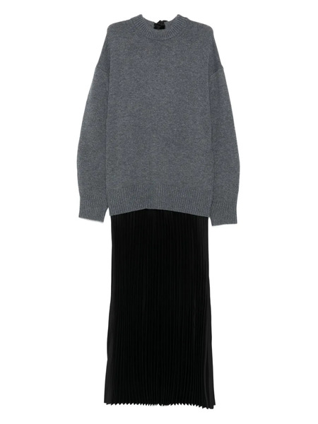  Maje Pleated Sweater Dress - Grey 