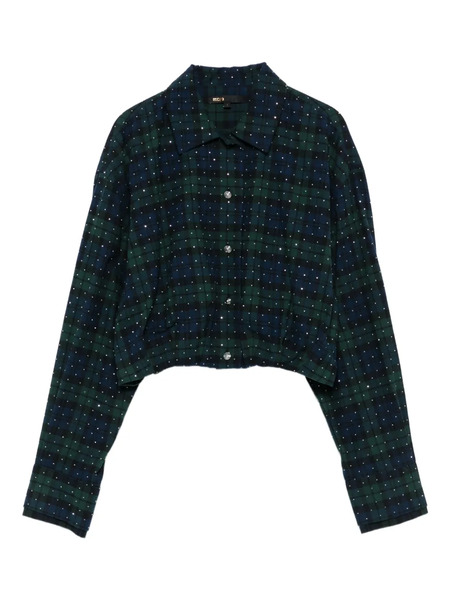  Maje Rhinestone-embellished Checked Shirt - Blue 