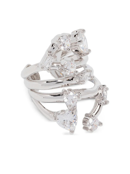  Maje Rhinestone-embellished Multi-row Ring - Silver 