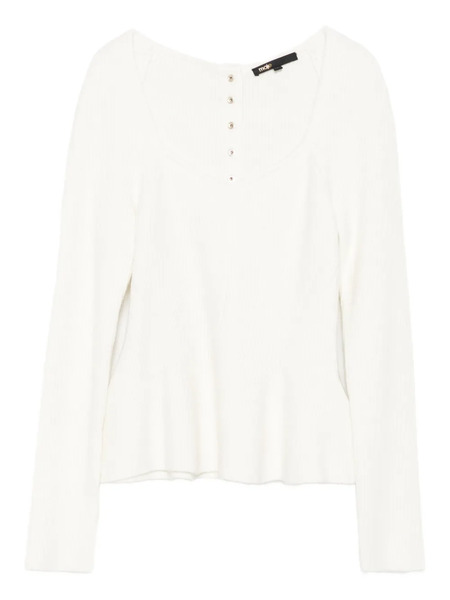  Maje Ribbed Square-neck Top - White 