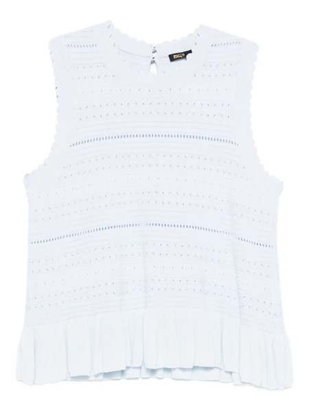  Maje Ruffled Knitted Top - Blue 