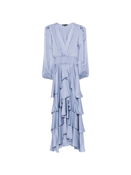  Maje Ruffled V-neck Midi Dress - Blue 