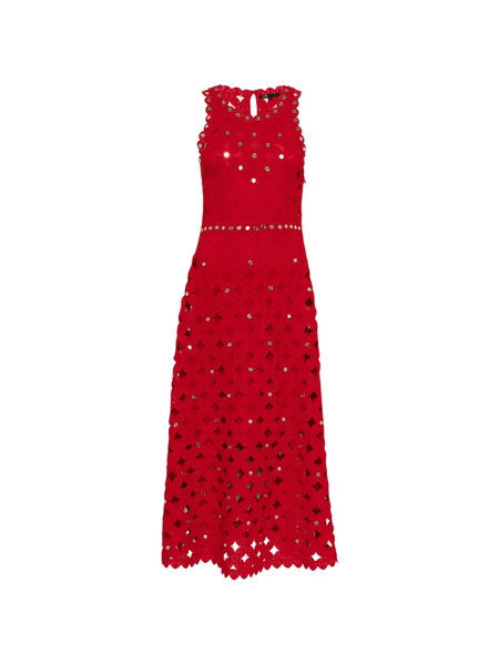  Maje Scalloped-detail Openwork Midi Dress - Red 