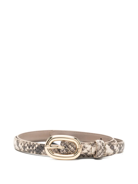  Maje Snake-print Oval-buckle Belt - Neutrals 