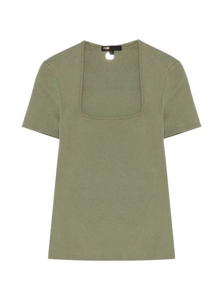  Maje Square Neck Ribbed T-shirt - Green 