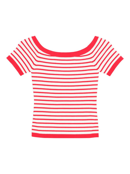  Maje Striped Boat-neck Top - Red 