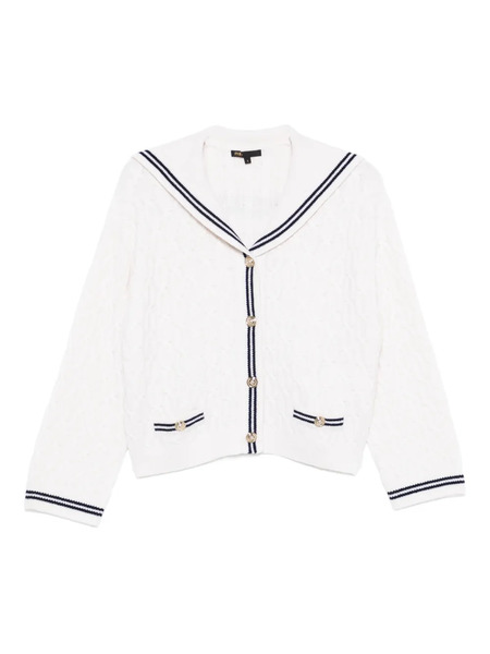  Maje Striped Button Cardigan - White 