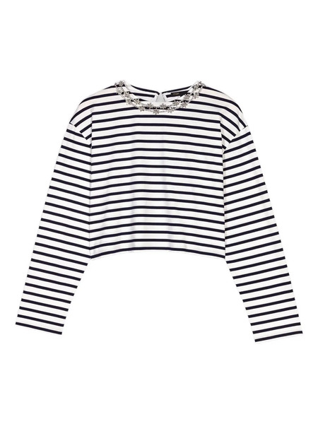  Maje Striped Long-sleeved T-shirt - White 