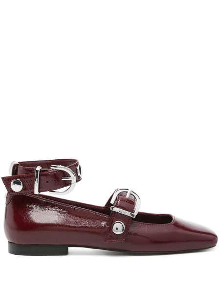  Maje Studded Leather Mary Jane Pumps - Red 