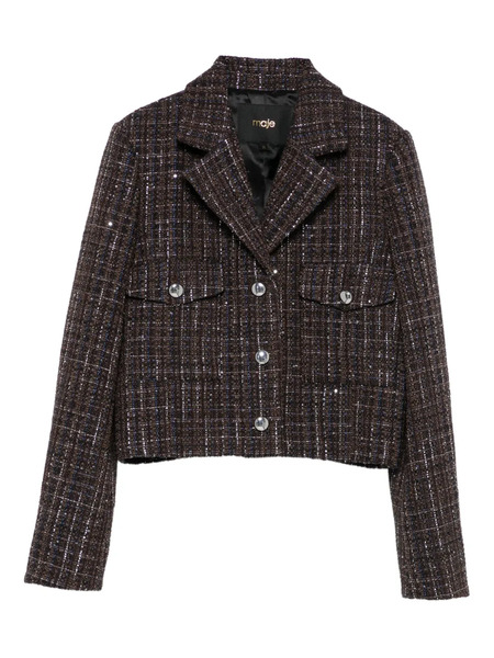  Maje Tweed Sequin-embellished Blazer - Brown 