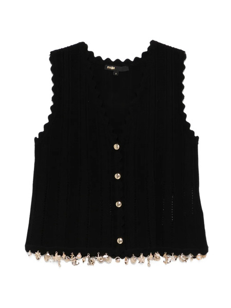  Maje V-neck Embellished Cardigan - Black 