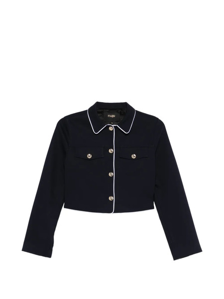  Maje Vussa Button Piped Jacket - Blue 