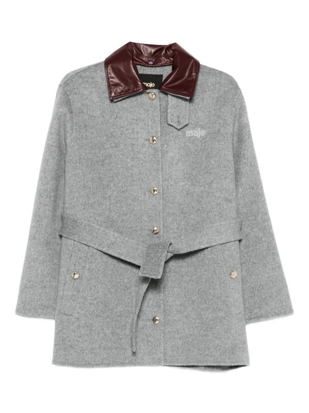  Maje Wool-blend Belted Coat - Grey 