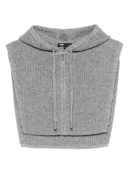  Maje Zip-front Knitted Hoodie - Grey 