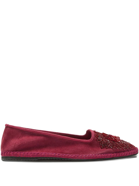  Maliparmi Beaded Suede Ballet Flats - Red 
