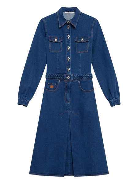  Maliparmi Braided-belt Denim Midi Dress - Blue 