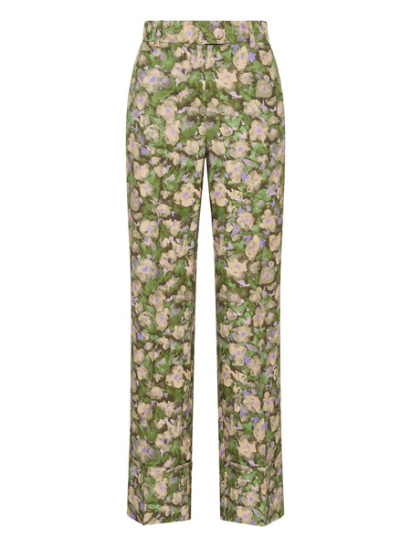  Maliparmi Floral-print Button-fastening Trousers - Green 