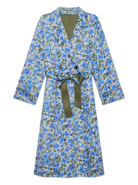  Maliparmi Floral-print Double-breasted Coat - Blue 