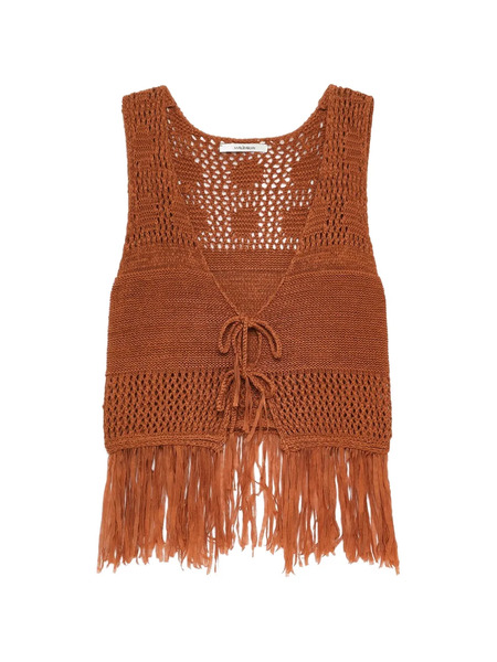  Maliparmi Fringed Top - Brown 